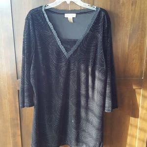 Beautiful Notations "velvet" sparkle tunic, 3X